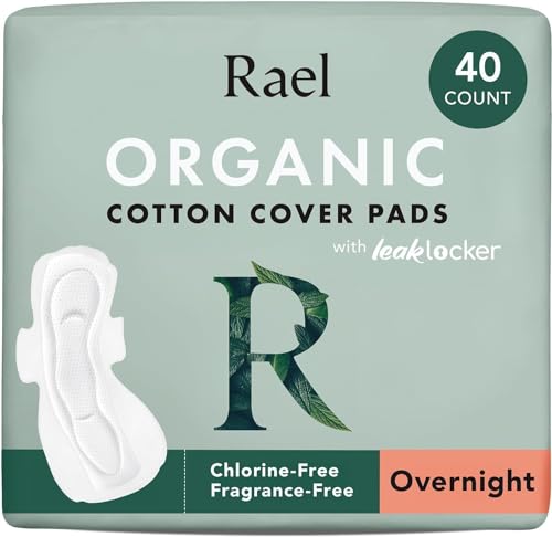 Rael Organic Cotton Feminine Pads - Super Absorbent, Hypoallergenic, Ultra Thin, 40 Count