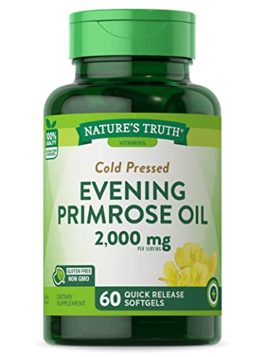 Nature's Truth Evening Primrose Oil Capsules - Rich in Omega-6, Cold Pressed, Non-GMO - 60 Softgels