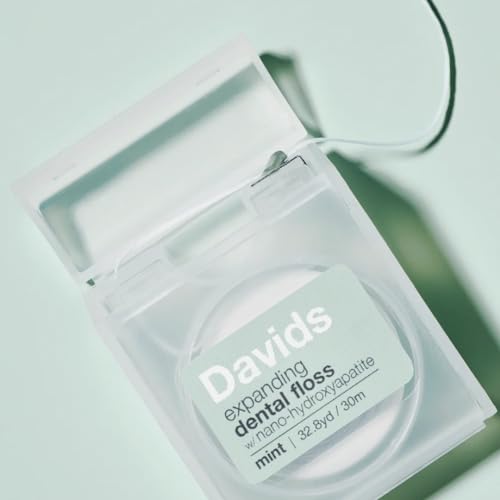 Davids Dental Floss - Expanding Design, Hydroxyapatite, Vegan, Mint Flavor - 66 yd Refill