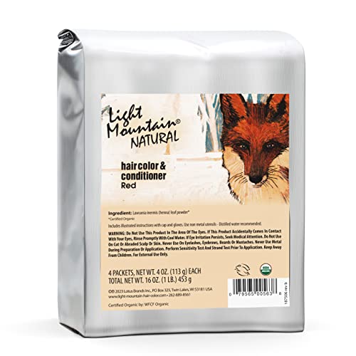 Light Mountain Henna Hair Dye - Nourishing Red Color, Organic Botanicals, Chemical-Free - 16 Oz