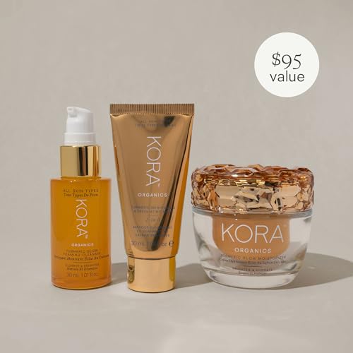 KORA Organics Skin Care Set - Brightens & Hydrates, Certified Organic - 3-Piece Gift Set