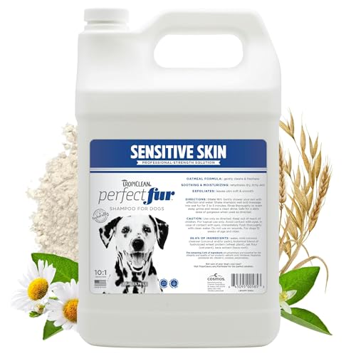 TropiClean Dog Shampoo - Soothing Oatmeal for Sensitive Skin, Naturally Derived - 1 Gallon