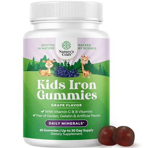 Tasty Kids Multivitamin Gummies - Gentle Iron Support with Vitamin C & B Complex - 60 Count