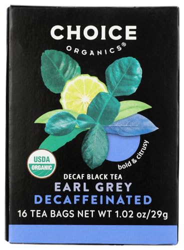 Choice Organics Decaffeinated Earl Grey Tea - Bold Flavor, Fair Trade & Compostable - 48 Bags