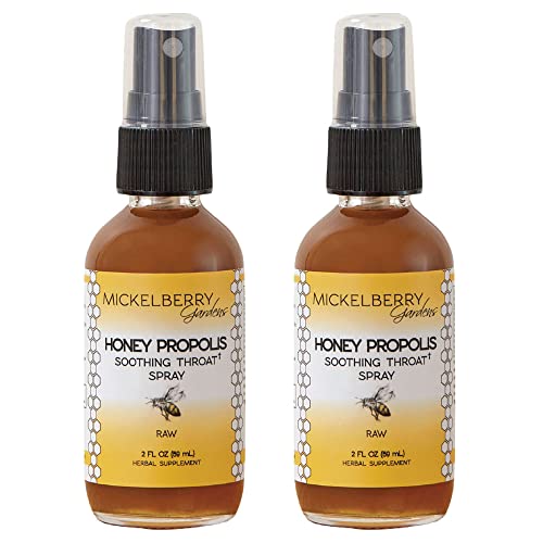 Mickelberry Gardens Honey Propolis Throat Spray - Rapid Relief & Immune Support - 2oz (Pack of 2)