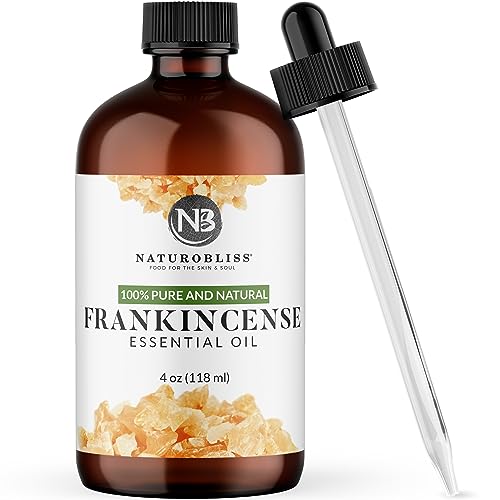 NaturoBliss Frankincense Essential Oil - 100% Pure Therapeutic Grade, Glass Dropper - 4 fl. oz