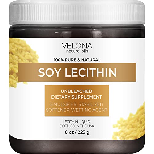 Velona Pure Liquid Soy Lecithin - 100% Natural Emulsifier for Skin and Hair, 8 oz