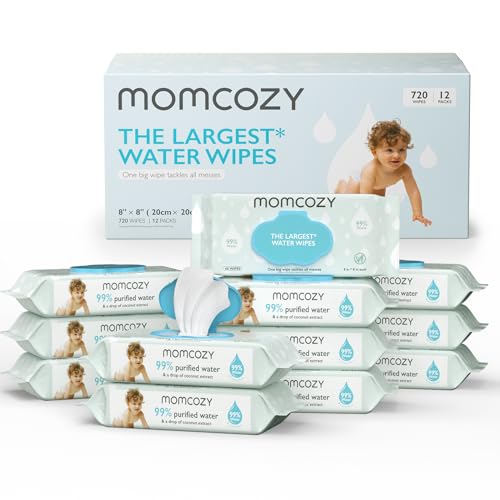 Momcozy Baby Wipes - 99% Water-Based, Hypoallergenic, Gentle for Sensitive Skin - 720 Count