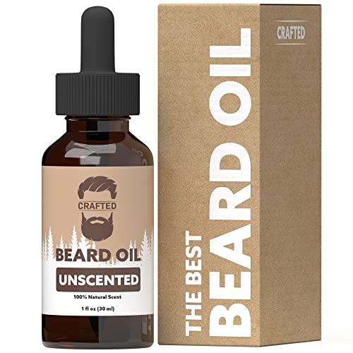 Crafted Beards Beard Oil - Hydrates & Softens, No Residue, Unscented - 1oz Made in USA