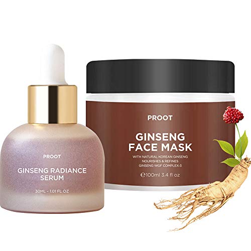 Proot Ginseng Face Mask & Serum Bundle - Anti-Aging, Firming, Hydrating - 52% Ginseng Extract