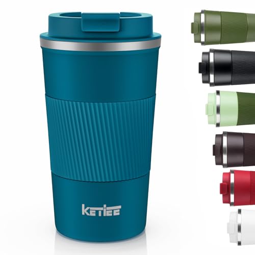 KETIEE Travel Coffee Mug - Insulated, Leakproof Design, Stainless Steel, 12oz - Blue