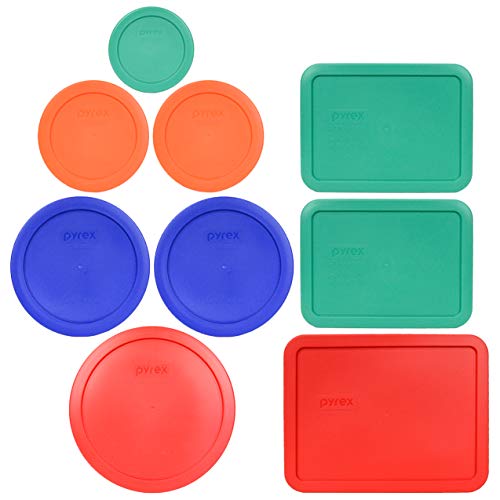 Pyrex Replacement Lid Set - BPA-Free, Microwave & Dishwasher Safe - 8 Colorful Lids