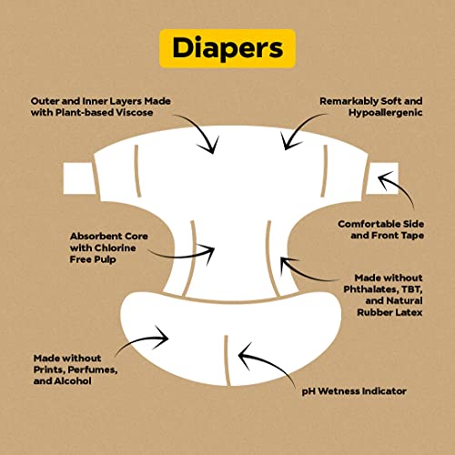 DYPER Size 4 Bamboo Diapers & 60 Wipes - Soft, Absorbent, Hypoallergenic - 24 Diapers, 60 Wipes