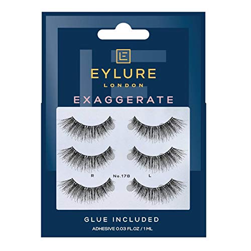 Eylure False Eyelashes No.178 - Dramatic Volume, Lightweight Comfort - 3 Pairs