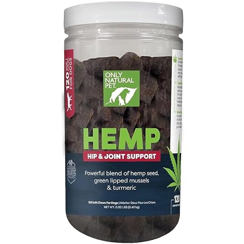 Only Natural Pet Hemp Hip & Joint Support - Enhances Mobility, Relieves Stiffness - 120 Chews