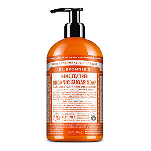 Dr. Bronner's Body Soap - Nourishing Organic Sugar & Shikakai, Vegan, 12oz for Hands & Hair