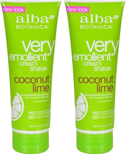 Alba Botanica Shaving Cream - Moisturizing Coconut Lime, Hydro-Active Formula - 8oz (2-pack)