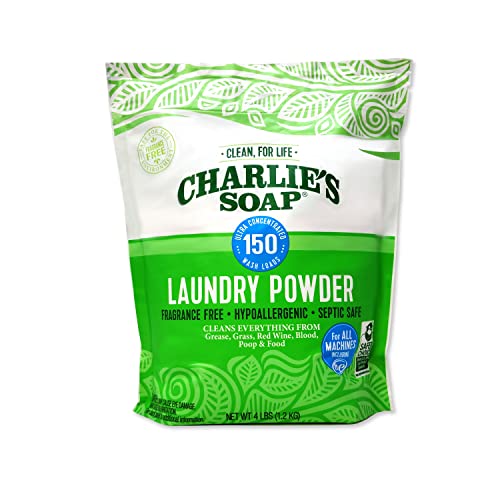 Charlie’s Soap Laundry Powder - Deep Cleaning, Hypoallergenic, Fragrance-Free - 150 Loads