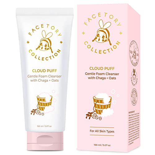 FACETORY Cloud Puff Foam Cleanser - Moisturizing, Calming Chaga & Oats for All Skin Types - 150ml