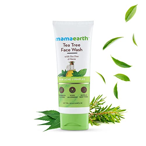 Mamaearth Tea Tree Facial Cleanser - Controls Acne, Non-Drying Formula, 3.38 Fl Oz