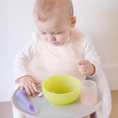 Olababy Fold N Go Silicone Baby Bib - Lightweight, Waterproof, BPA Free, Coral - 1 Bib + Travel Case