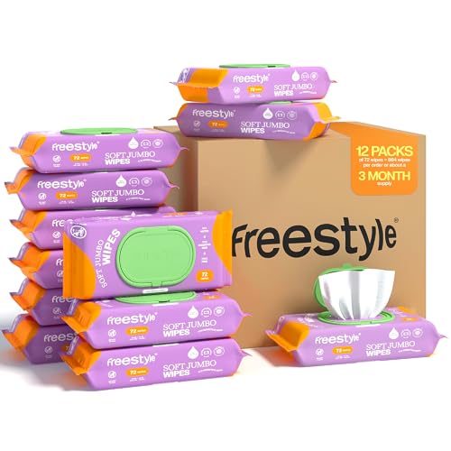 Freestyle Jumbo Baby Wipes - Hypoallergenic, Water-Based, Chamomile Infused - 72 Wipes/Pack