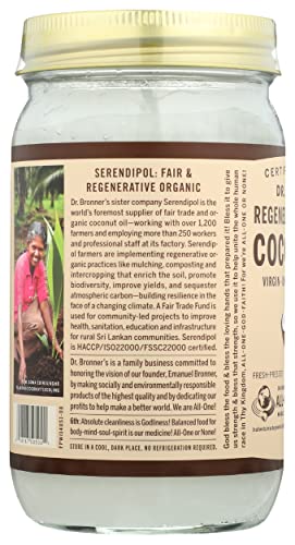 Dr. Bronner's Body Oil - Fair Trade, Vegan, USDA Organic - 14 fl oz Virgin Coconut Oil