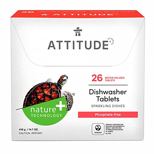 ATTITUDE Dishwasher Pods - High Performance, Vegan, Phosphate Free, 26 Count