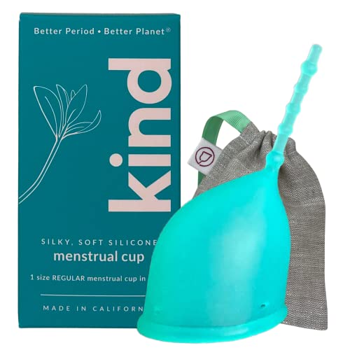 Kind Cup Menstrual Cup - Ergonomic, Comfortable Design for All Cervix Types - Aqua, Regular