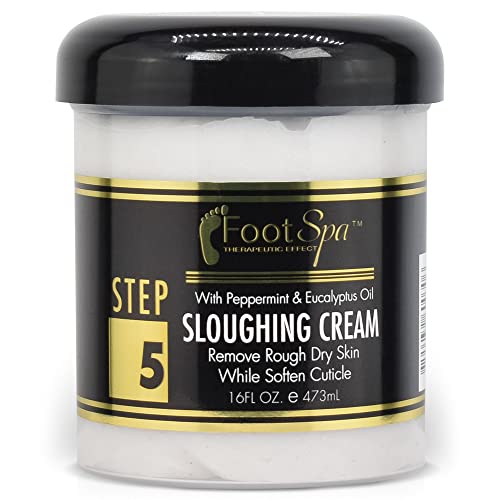 FOOT SPA Foot Cream - Exfoliating Sloughing Lotion with Peppermint & Eucalyptus - 16oz