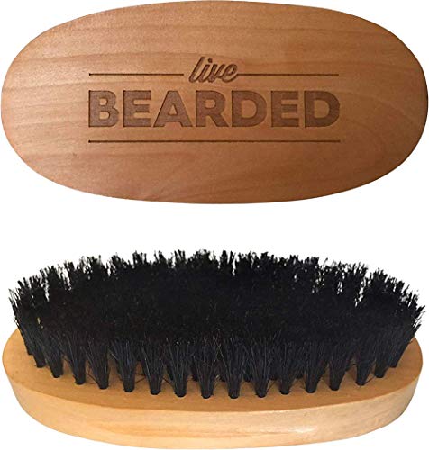 Live Bearded Boar Bristle Beard Brush - Promotes Growth & Style Control - Wooden Handle