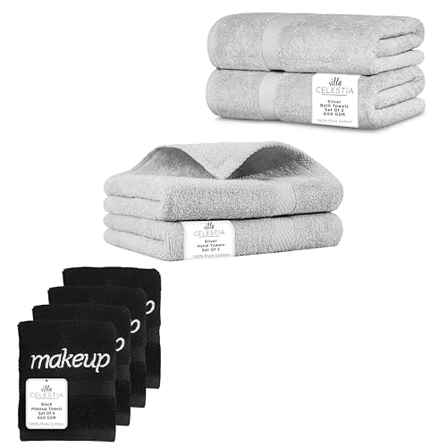 Plush 100% Cotton Towel Set - Ultra Absorbent, Soft & Durable, 8-Pack for Home & Salon