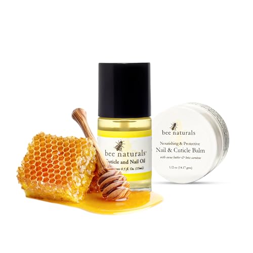 Bee Naturals Cuticle Balm & Nail Oil Set - Revitalizes Dry Cuticles with Vitamin E - 4 Scents