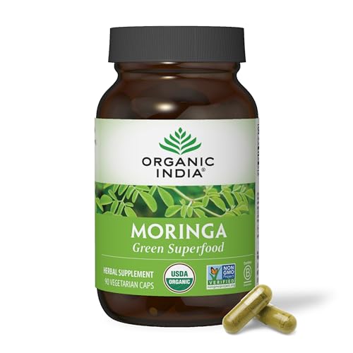 ORGANIC INDIA Moringa Capsules - Immune Support, Energizing Green Superfood - 90 Vegan Capsules