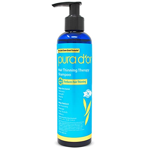 PURA D'OR Biotin Shampoo - Strengthens Thinning Hair, Herbal DHT Blocker - 8 Oz, Original Scent