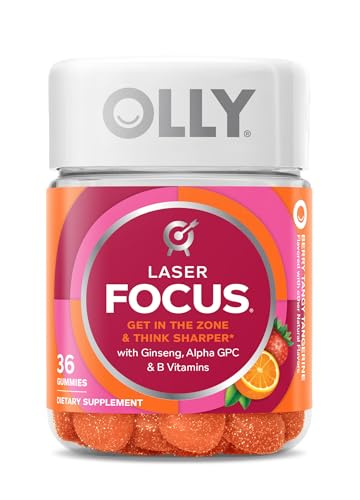 OLLY Brain Supplement - Enhances Focus with Ginseng & B Vitamins, Berry Tangerine - 36 Gummies