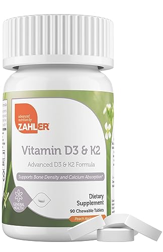 Zahler Vitamin D3 & K2 Chewable Supplement - Supports Bone Density & Immune Health, 90 Count