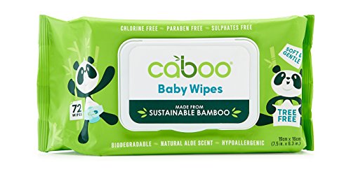 Caboo Bamboo Baby Wipes - Naturally Derived, Safe for Sensitive Skin - 72 Count Travel Pack