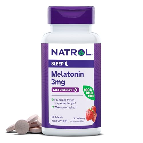 Natrol Melatonin Sleep Supplement - 3mg Fast-Dissolve, Strawberry Flavor - 90 Tablets