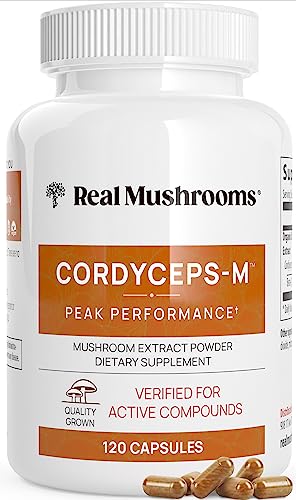 Real Mushrooms Cordyceps Capsules - Energy & Immune Support, Organic Extract - 120 Vegan Caps