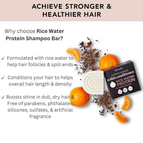 Kitsch Rice Water Conditioner Bar - Strengthens & Moisturizes All Hair Types, Vegan - 2.7oz