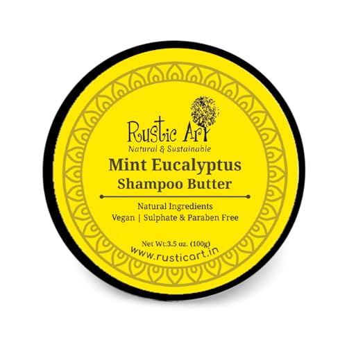 Rustic Art Mint Eucalyptus Shampoo Butter - Hydrating, Reduces Hair Loss, Travel Size - 3.5 Oz