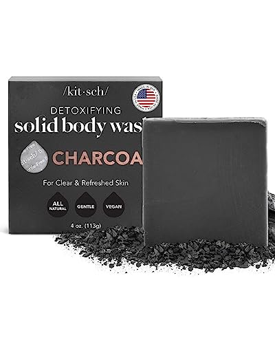 Kitsch Charcoal Soap Bar - Detoxifying Cleanser for Oily Skin, Vegan & Compostable - 4oz