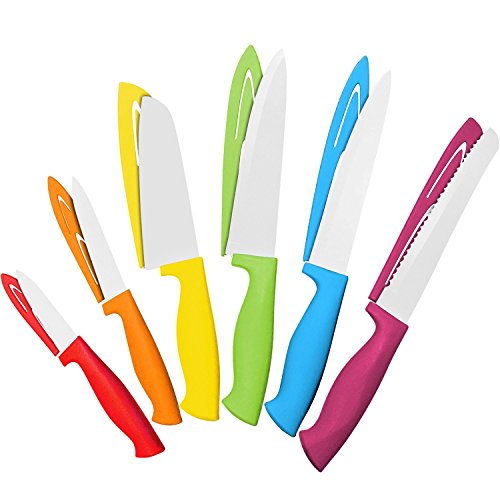 Rainbow Kitchen Knife Set - Sharp Blades, Ergonomic Handles, Dishwasher Safe - 12 Pieces