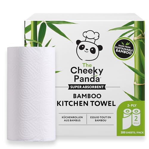 The Cheeky Panda Bamboo Paper Towels - Strong Absorbent Sheets, 100% Plastic-Free - 200 2-Ply Sheets