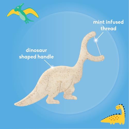 The Humble Co. Kids Dental Floss Picks - Dinosaur Shape, Mint Flavor, Plant-Based - 200 Count