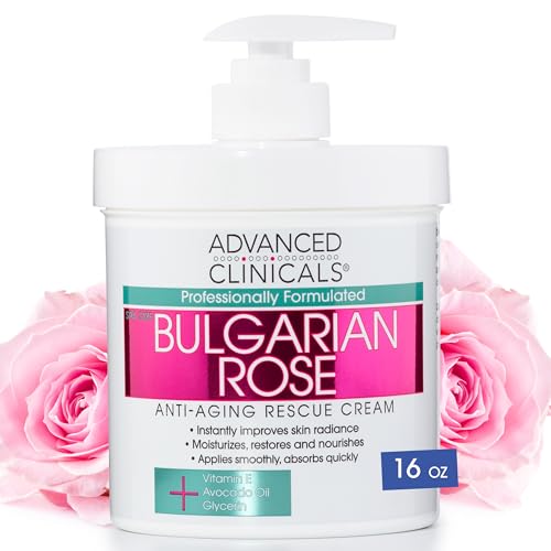 Advanced Clinicals Bulgarian Rose Body Lotion - Hydrating & Brightening, Non-Greasy - 16oz