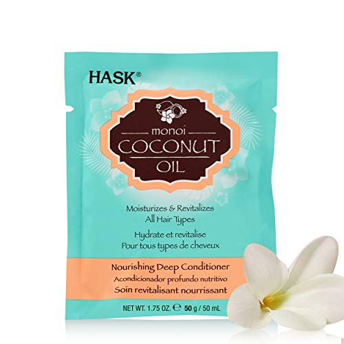 Hask Monoi Coconut Oil Conditioner - Restorative Moisture, Softens All Hair Types - 1.75oz