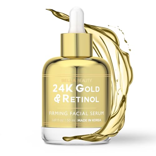 Bella Beauty 24K Gold Retinol Face Serum - Reduces Age Spots & Fine Lines, Vegan - 1.69 FL oz