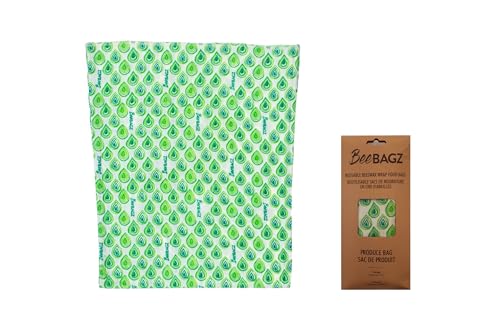 BeeBAGZ Beeswax Food Wrap - Keeps Food Fresh, Reusable & Plastic-Free - 11” x 14” Green